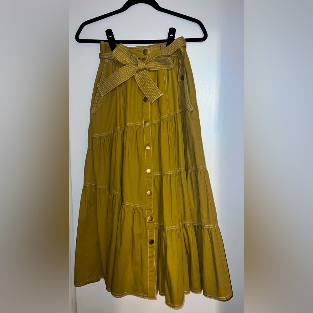 Ulla Johnson Golden Tiered A-Line Skirt